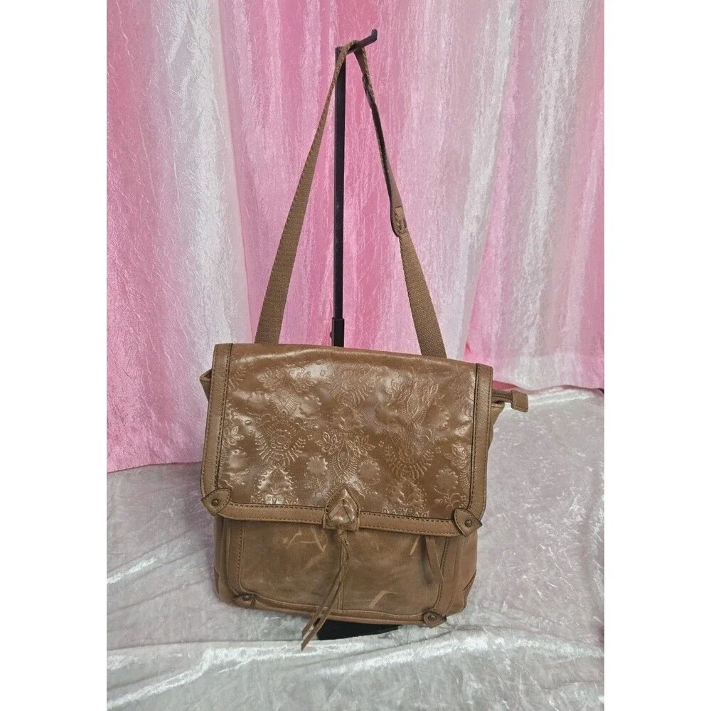 The Sak Tan Ventura Embossed Floral Tooled Leather Backpack 13x15x5